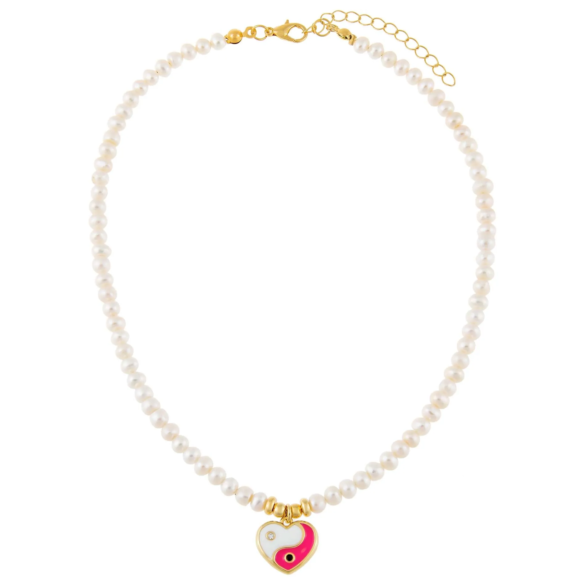 Yin & Yang Heart Pearl Necklace