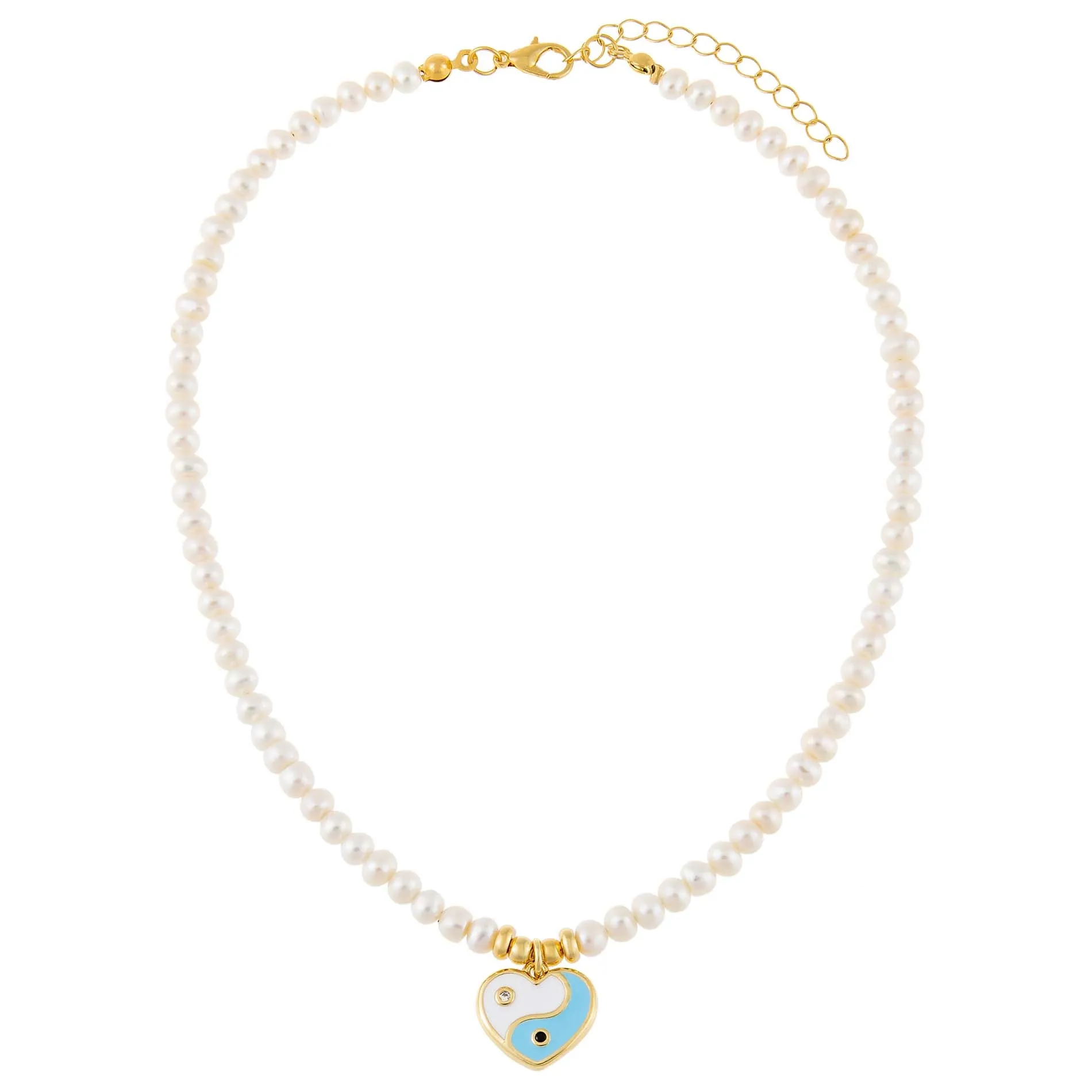 Yin & Yang Heart Pearl Necklace