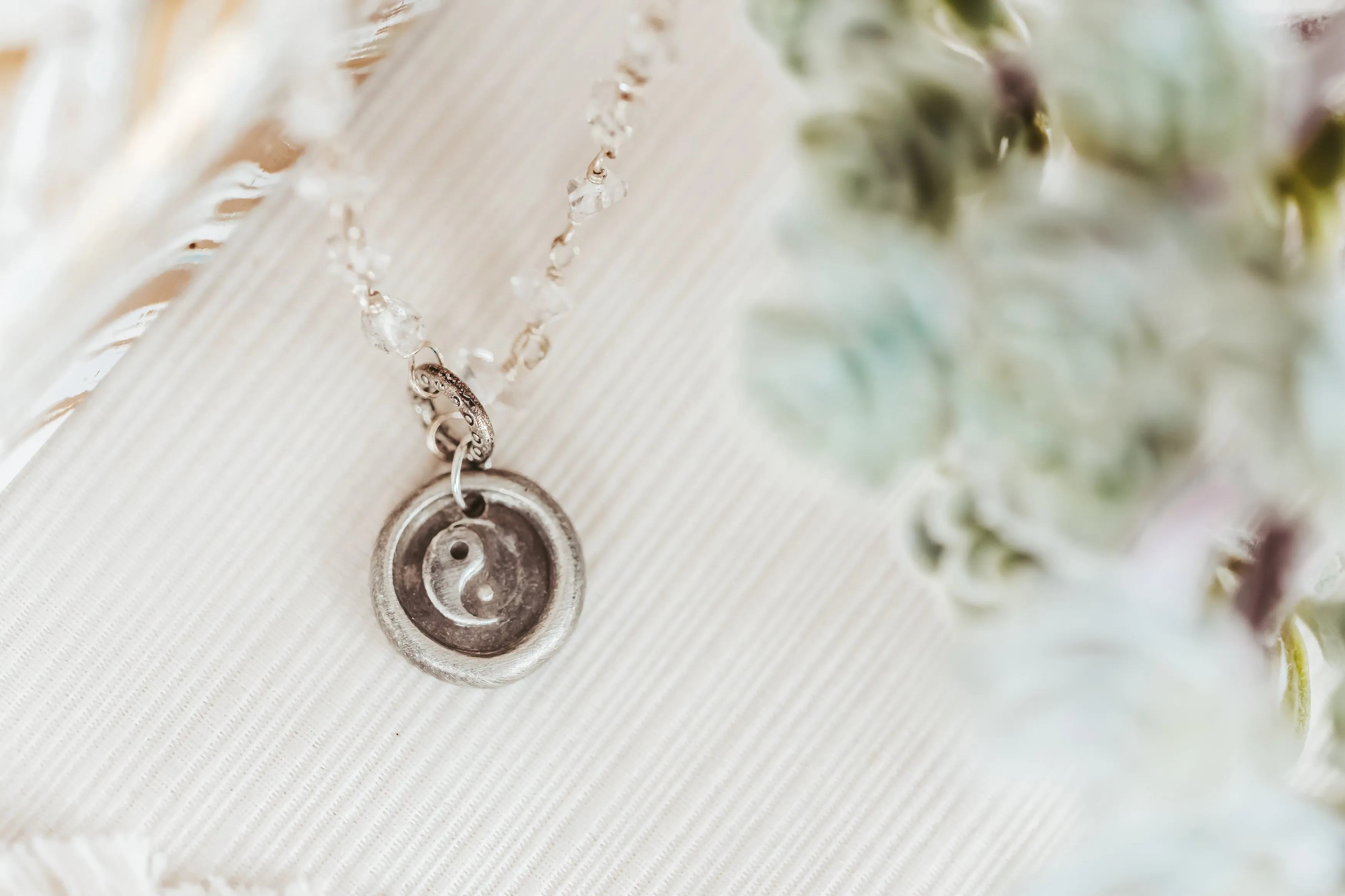 Yin Yang Herkimer Diamond Sterling Silver Necklace