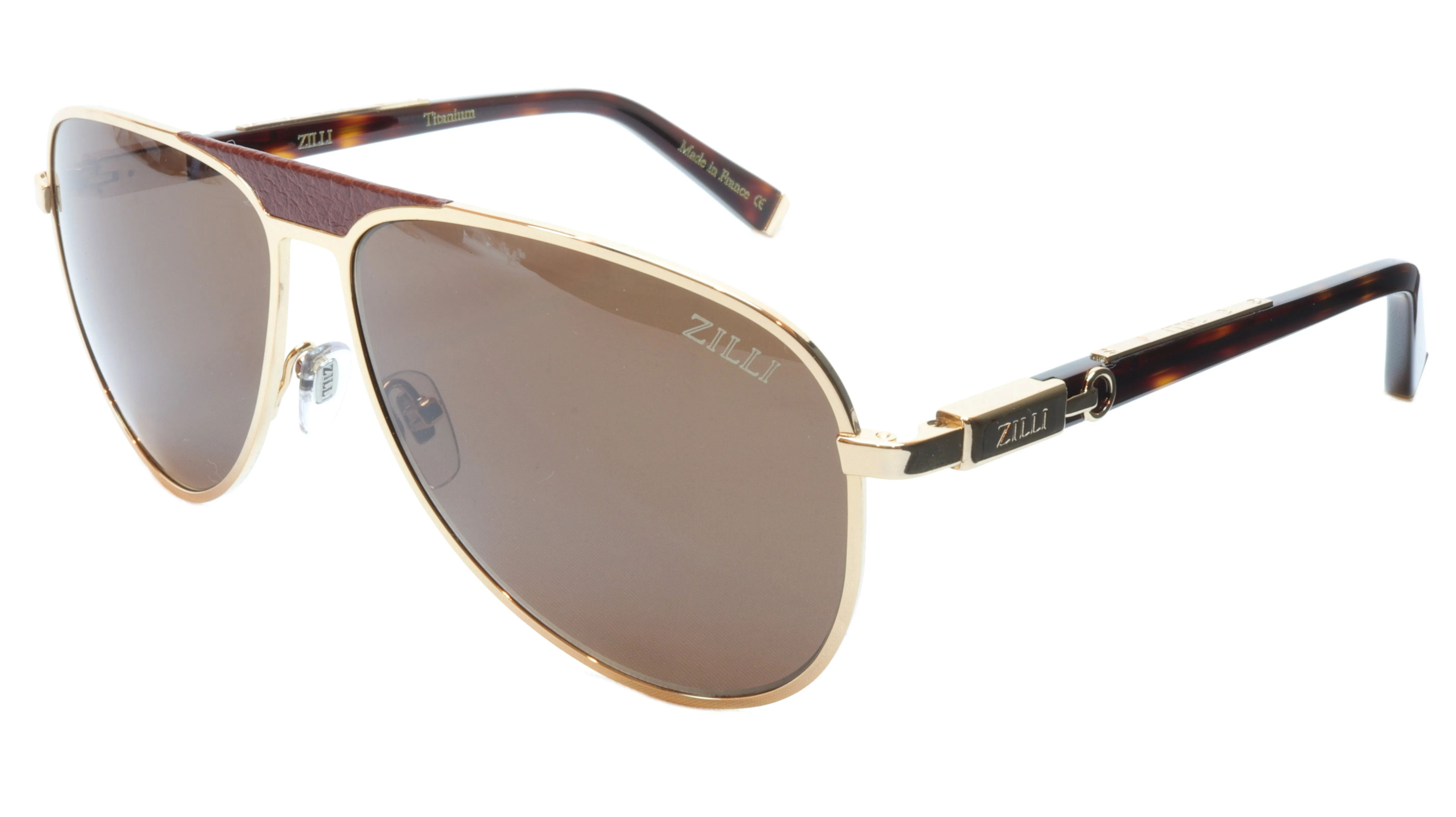 ZILLI Sunglasses Made of High Quality Titanium with Leather Accents