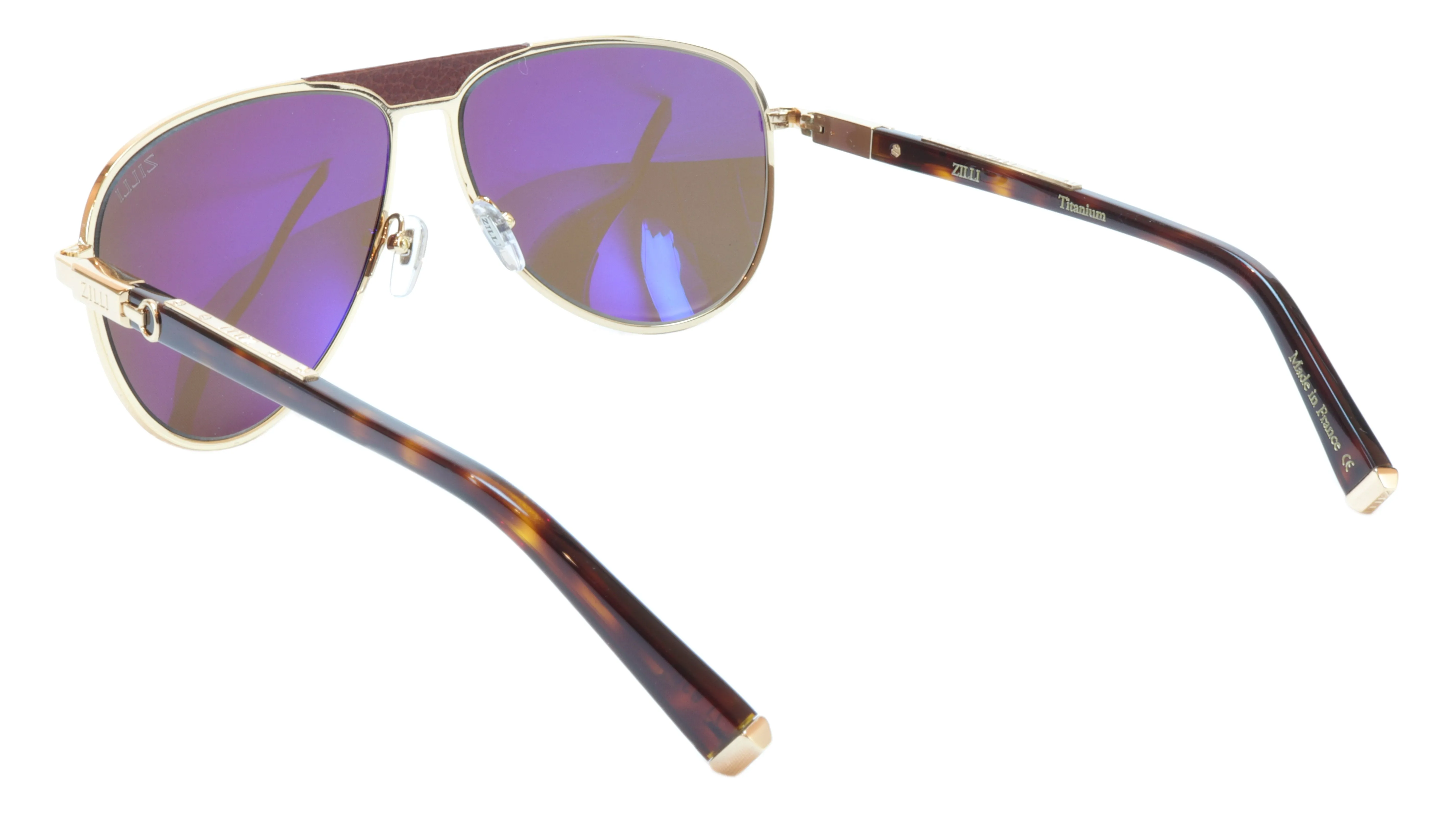 ZILLI Sunglasses Made of High Quality Titanium with Leather Accents
