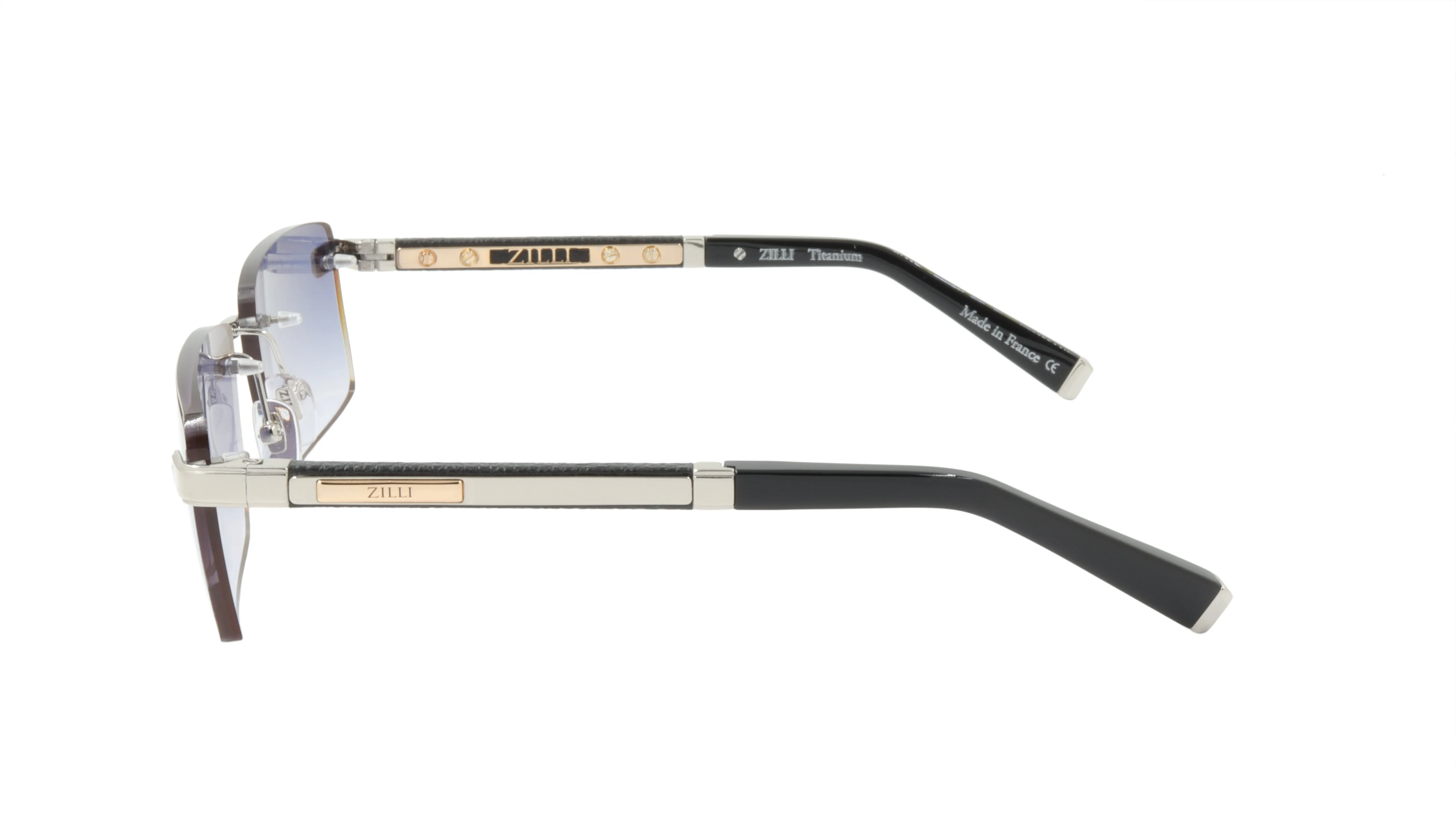 ZILLI Sunglasses Titanium Acetate Leather Gradient France Handmade ZI 65038 C02