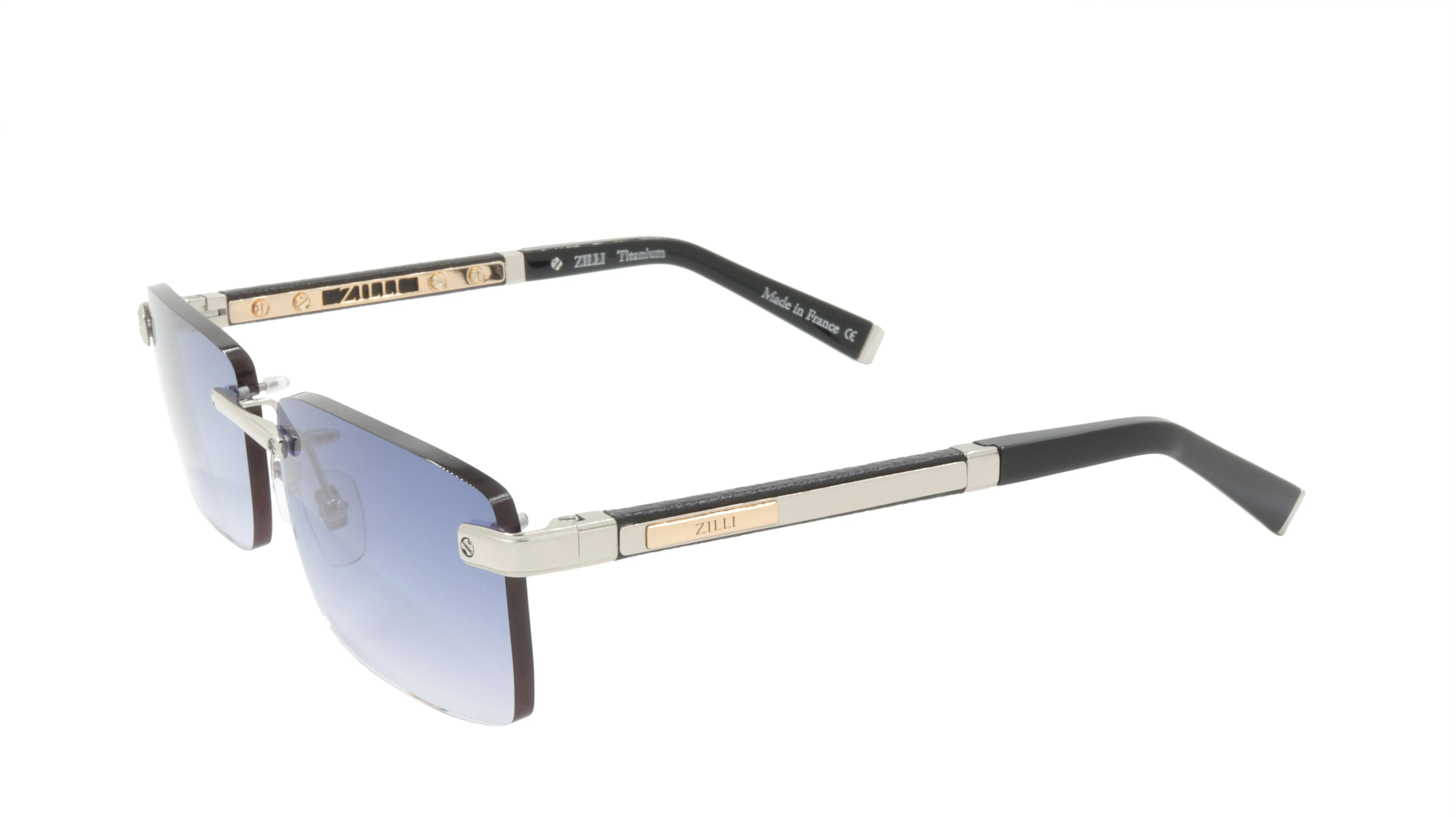 ZILLI Sunglasses Titanium Acetate Leather Gradient France Handmade ZI 65038 C02