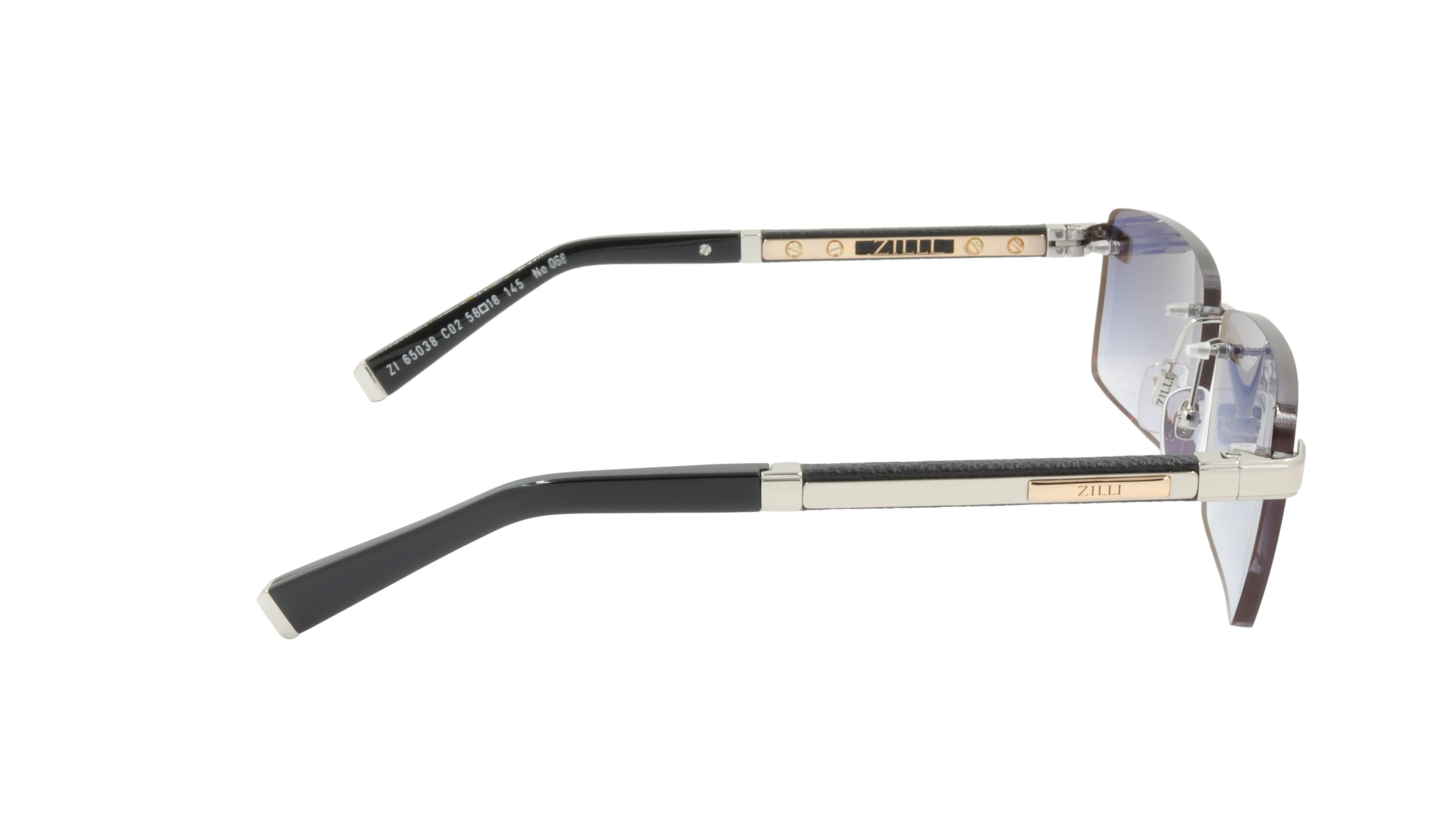 ZILLI Sunglasses Titanium Acetate Leather Gradient France Handmade ZI 65038 C02