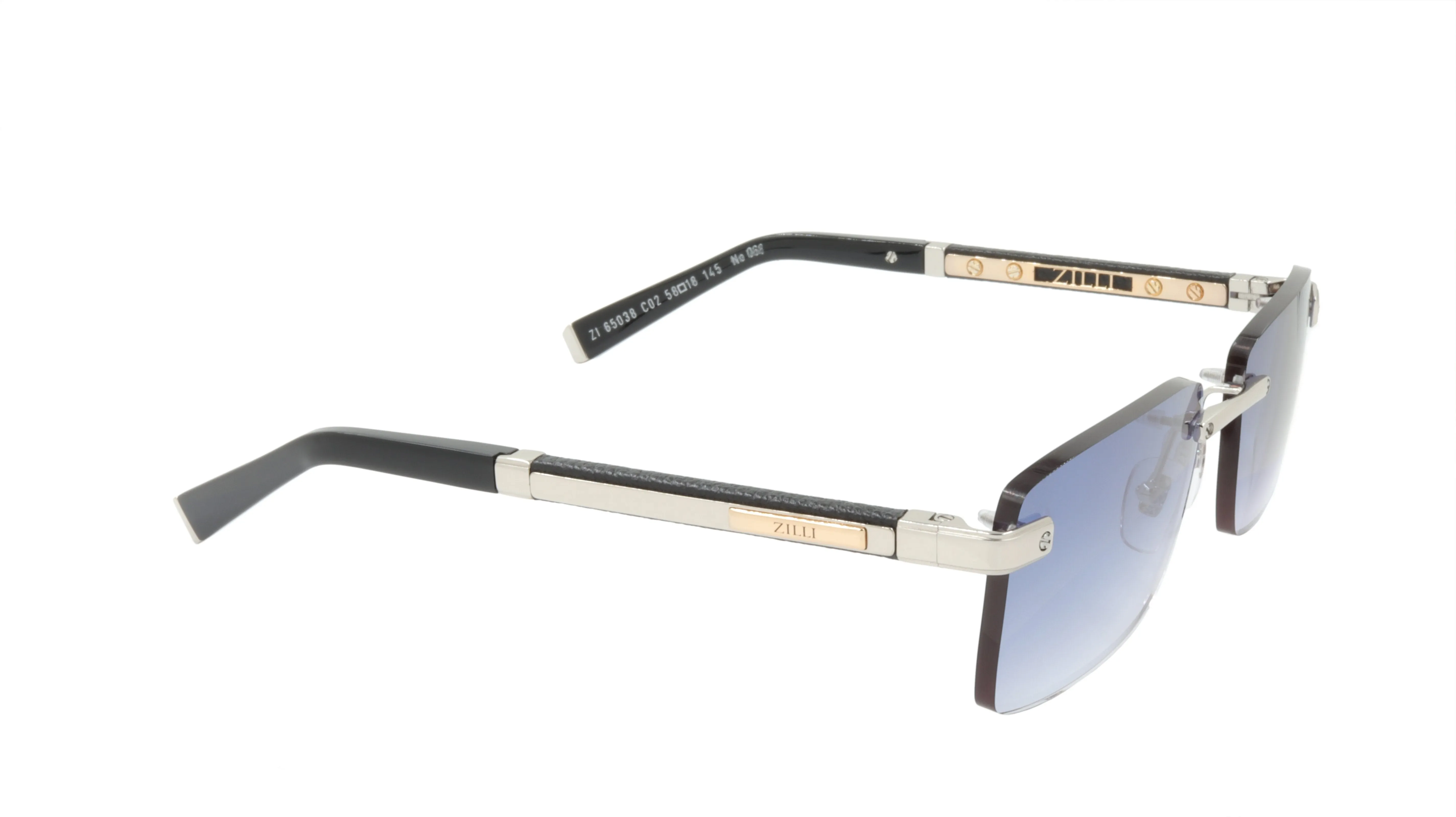 ZILLI Sunglasses Titanium Acetate Leather Gradient France Handmade ZI 65038 C02