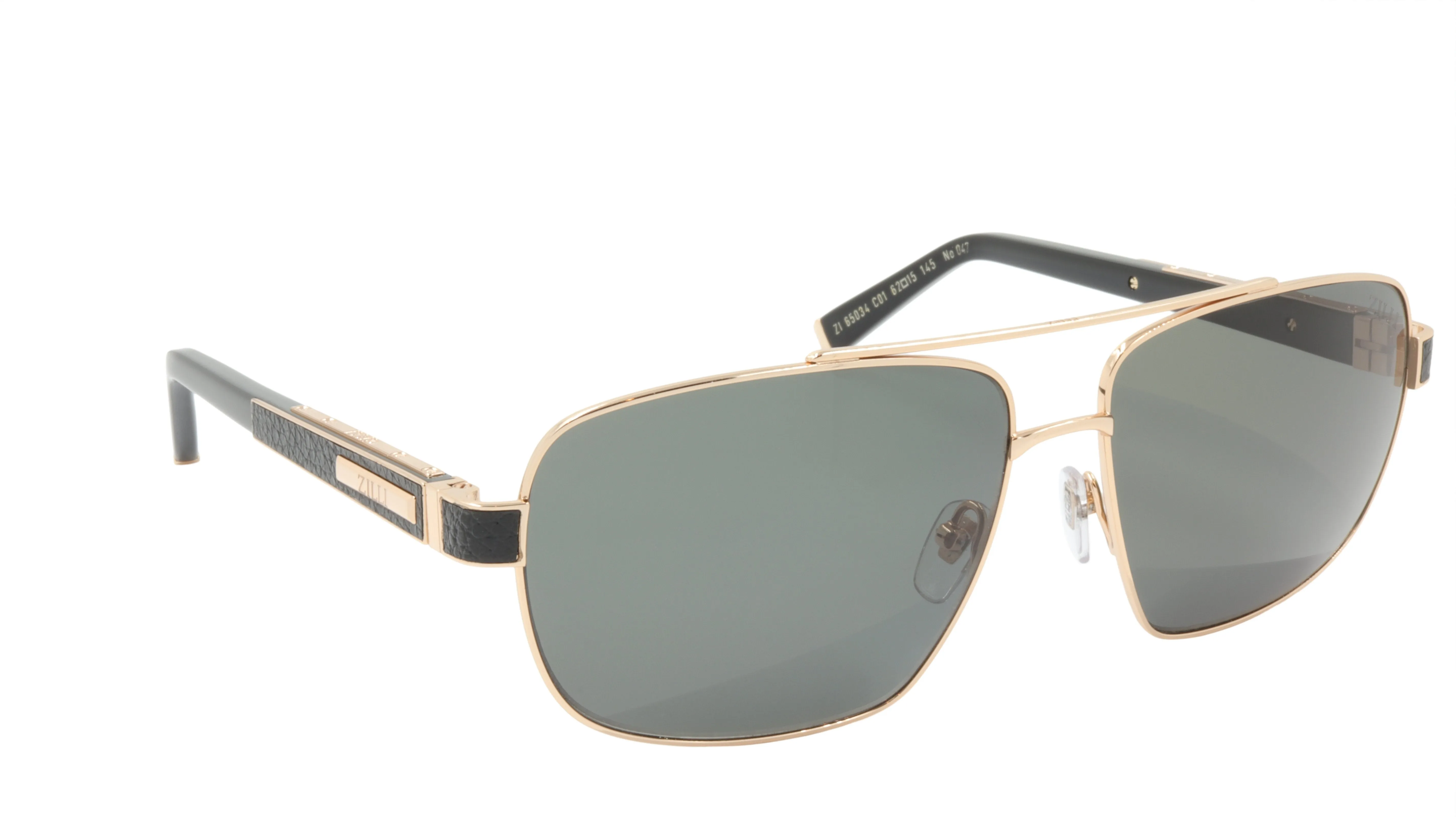 ZILLI Sunglasses Titanium Acetate Leather Polarized France Handmade ZI 65034 C01